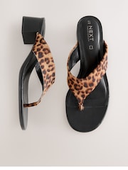 Leopard Print Forever Comfort® Leather Toe Post Block Heels - Image 7 of 10