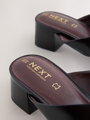 Chocolate Brown Forever Comfort® Leather Toe Post Block Heels - Image 4 of 5