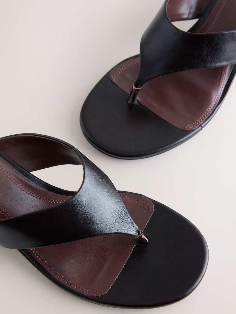 Chocolate Brown Forever Comfort® Leather Toe Post Block Heels - Image 9 of 9 Chocolate Brown Forever Comfort® Leather Toe Post Block Heels - Image 9 of 9