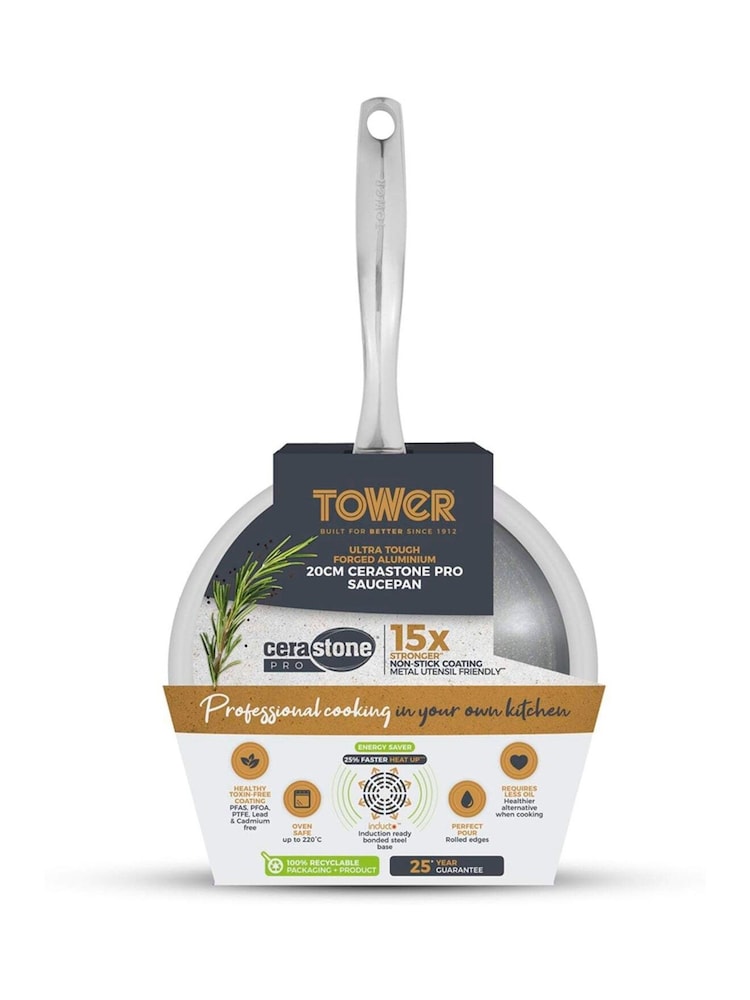 Tower Graphite Cerastone Pro 20cm Saucepan with Glass Lid - Image 11 of 11