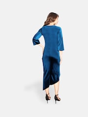 Hot Squash Blue Velvet Ruched Party Dress - Image 3 of 4