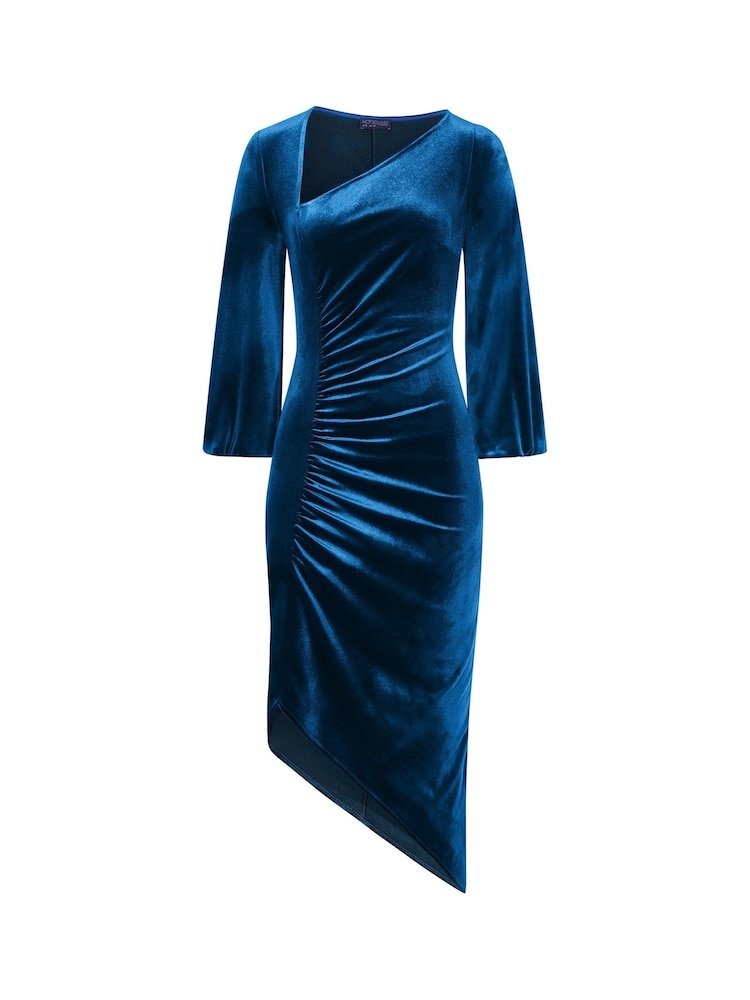 Hot Squash Blue Velvet Ruched Party Dress - Image 4 of 4