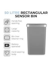Tower Grey 50L Rectangular Sensor Bin - Image 2 of 8