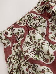 Red/Green Tile Print Barrel Leg Trousers with Linen - Image 6 of 7