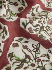 Red/Green Tile Print Barrel Leg Trousers with Linen - Image 7 of 7