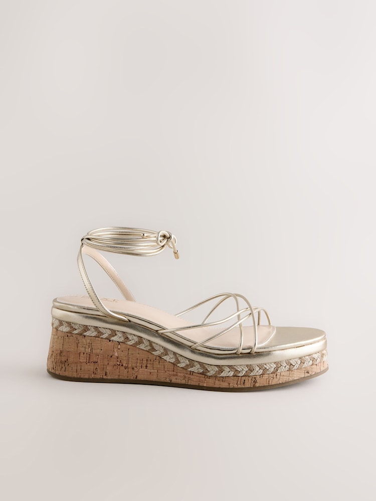 Gold Forever Comfort Strappy Flatform Wedge - Image 2 of 5 Gold Forever Comfort Strappy Flatform Wedge - Image 2 of 5