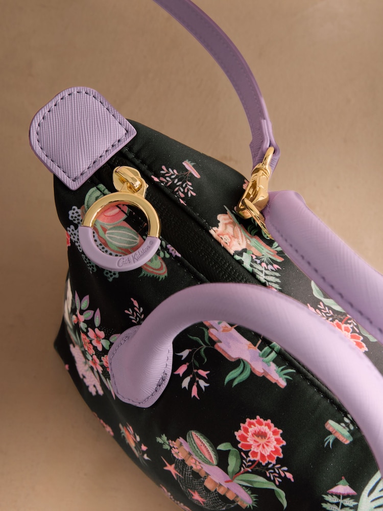 Cath Kidston Black Floral Mini Tote Cross-Body Bag - Image 4 of 4