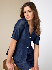 Rinse Blue Short Sleeve Waistcoat Top - Image 1 of 5