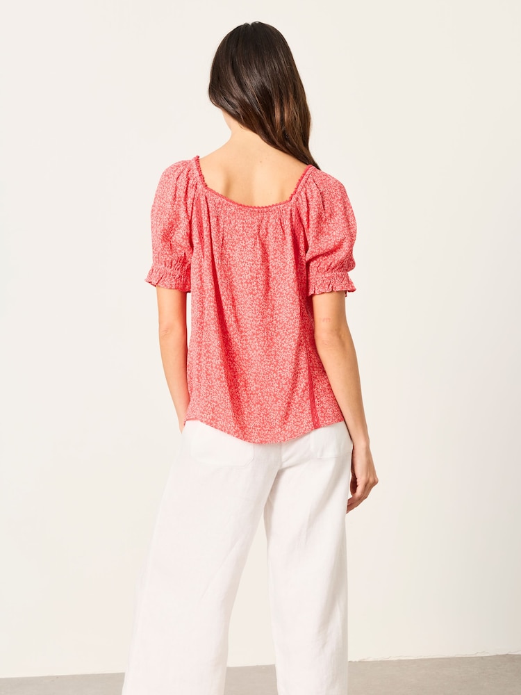 FatFace Jorden Red Coral Texture Blouse - Image 2 of 4