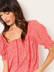 FatFace Jorden Red Coral Texture Blouse - Image 3 of 4