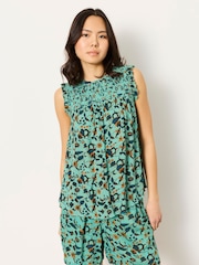 FatFace Elle Teal Blue Batik Blouse - Image 4 of 7