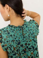 FatFace Elle Teal Blue Batik Blouse - Image 6 of 7