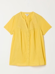 FatFace Letty Yellow Embroidered Blouse - Image 7 of 7
