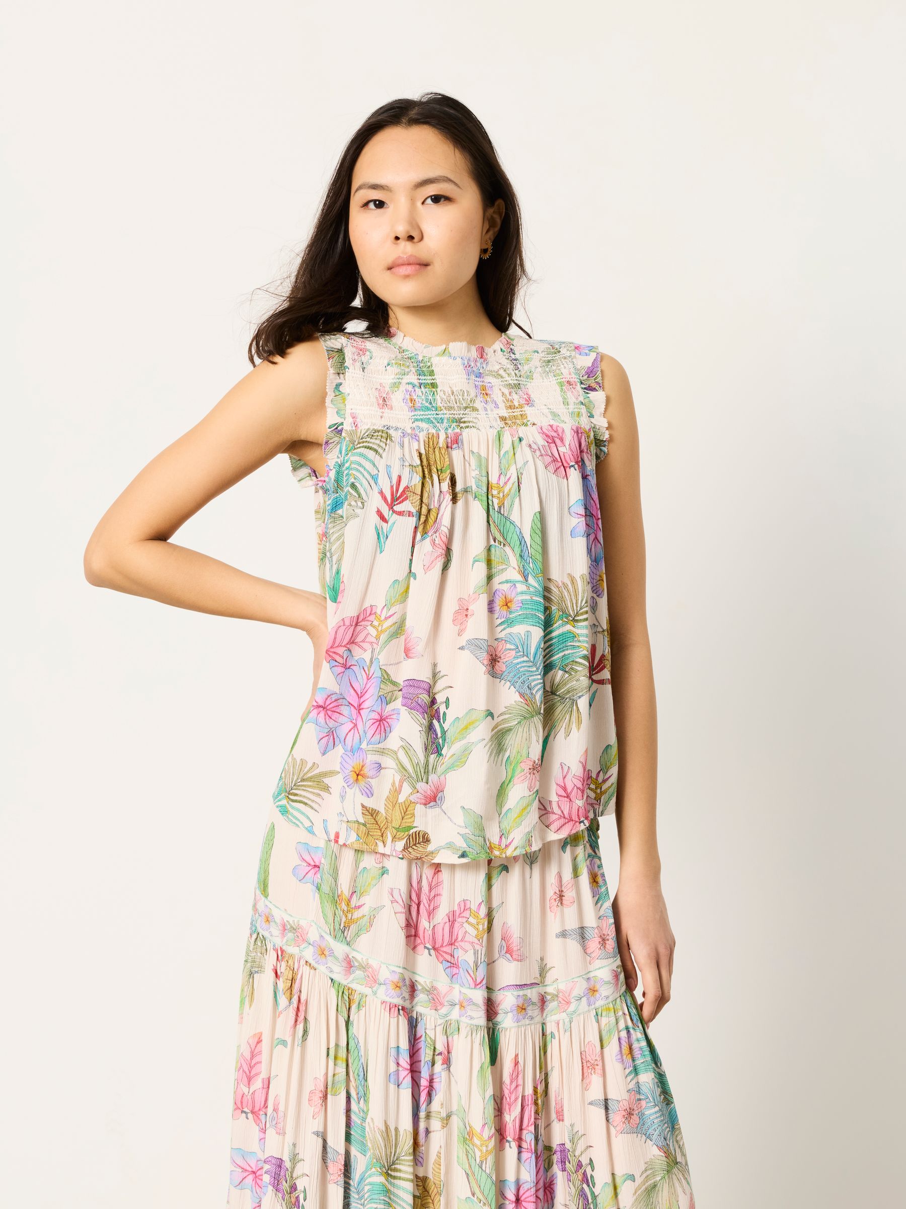 Fat Face - Women - Blouse - Ivory - LENZING™ ECOVERO™ Viscose - Frill Detail