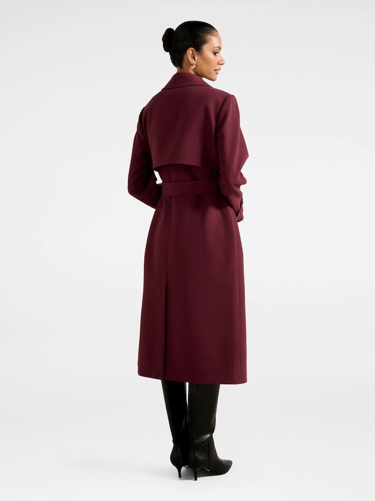 Forever New Red Lydia Petite Crepe Trench Coat - Image 2 of 5 Forever New Red Lydia Petite Crepe Trench Coat - Image 2 of 5