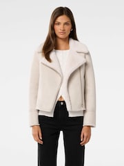Forever New Cream Penny Faux Fur Aviator Jacket - Image 1 of 5