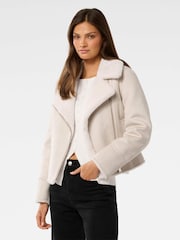 Forever New Cream Penny Faux Fur Aviator Jacket - Image 4 of 5