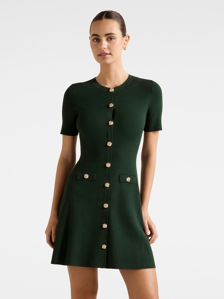 Forever New Green Mallory Knitted Mini Dress - Image 1 of 5
