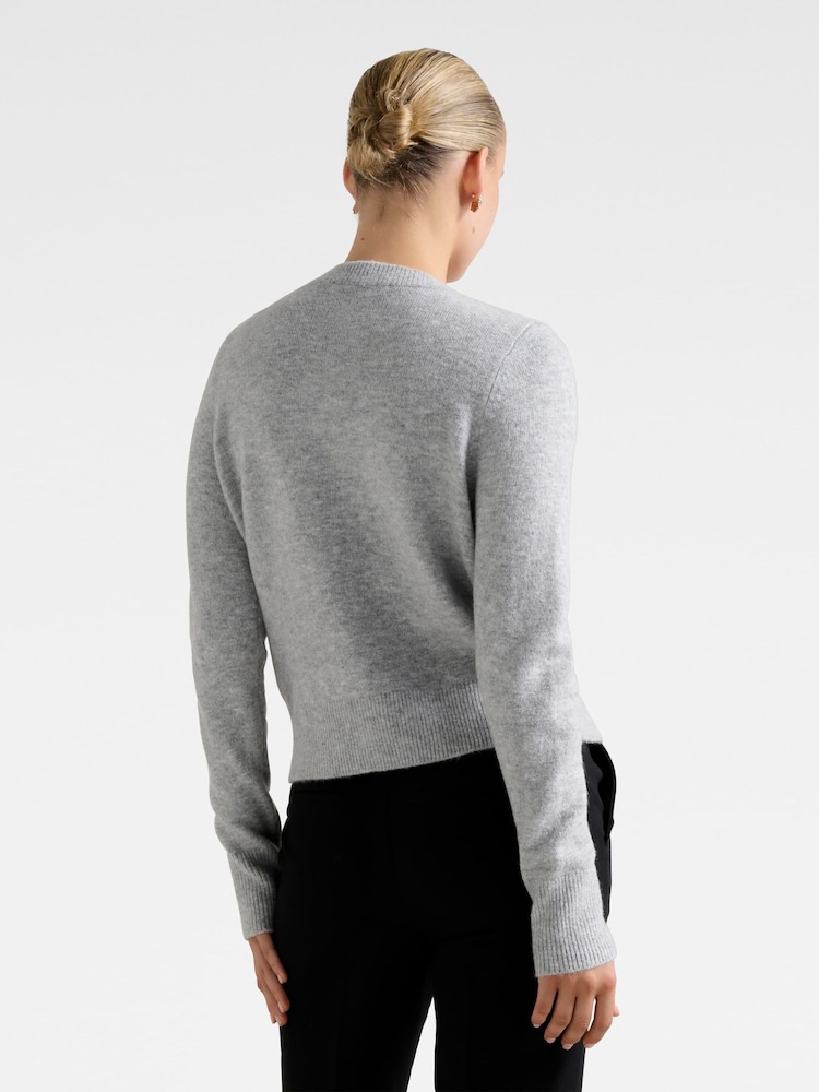 Forever New Grey May Crew Neck Cardigan - Image 2 of 5 Forever New Grey May Crew Neck Cardigan - Image 2 of 5