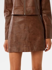 Forever New Brown Wren Leather Mini Skirt - Image 4 of 5