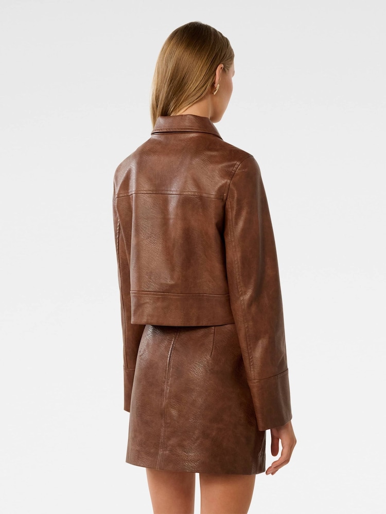 Forever New Brown Wren Vegan Leather Jacket - Image 2 of 5 Forever New Brown Wren Vegan Leather Jacket - Image 2 of 5