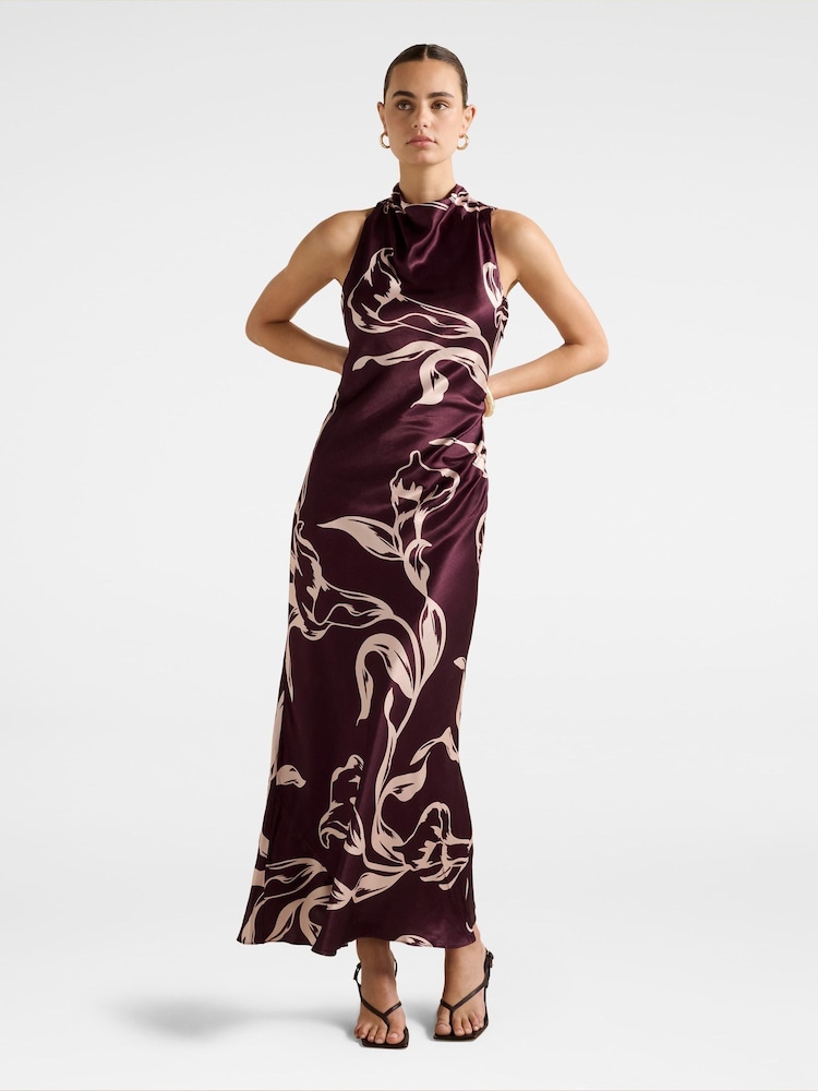 Forever New Purple Michelle Open Back Satin Maxi Dress - Image 1 of 4 Forever New Purple Michelle Open Back Satin Maxi Dress - Image 1 of 4