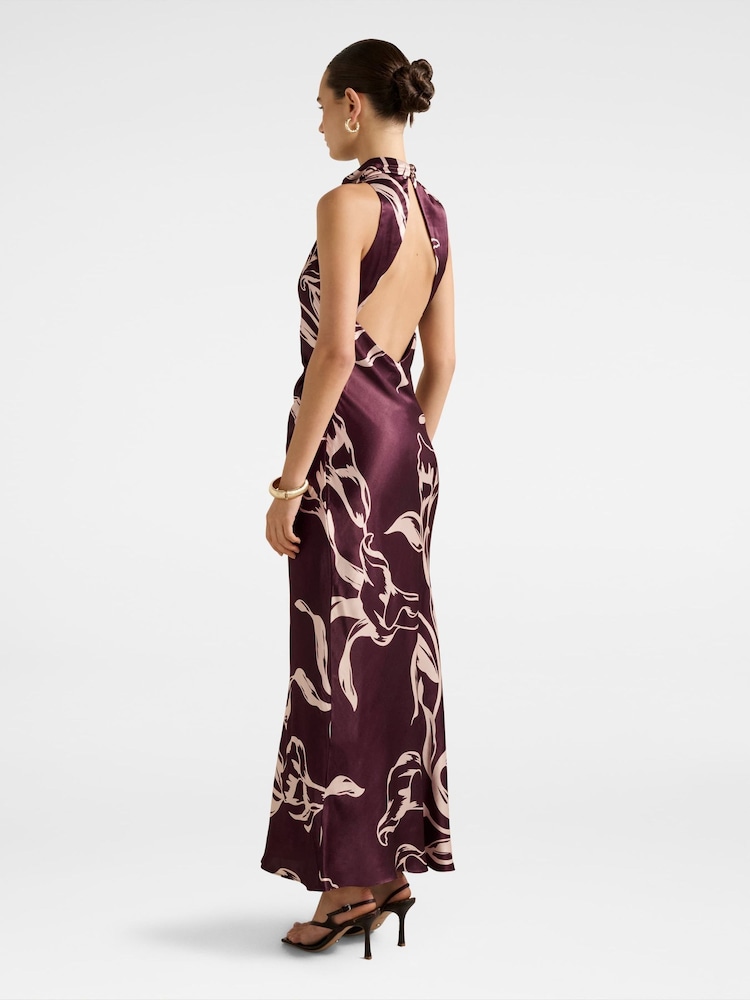 Forever New Purple Michelle Open Back Satin Maxi Dress - Image 2 of 4 Forever New Purple Michelle Open Back Satin Maxi Dress - Image 2 of 4