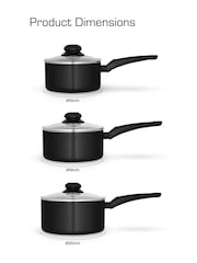 Swan Black Townhouse 3 Piece Saucepan Set - Image 6 of 9