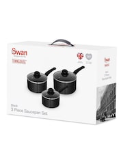 Swan Black Townhouse 3 Piece Saucepan Set - Image 8 of 9