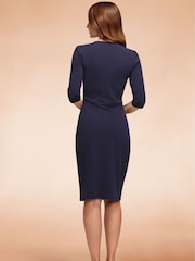 Hot Squash Blue Ascot Mock-Wrap Dress - Image 6 of 7