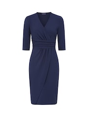 Hot Squash Blue Ascot Mock-Wrap Dress - Image 7 of 7