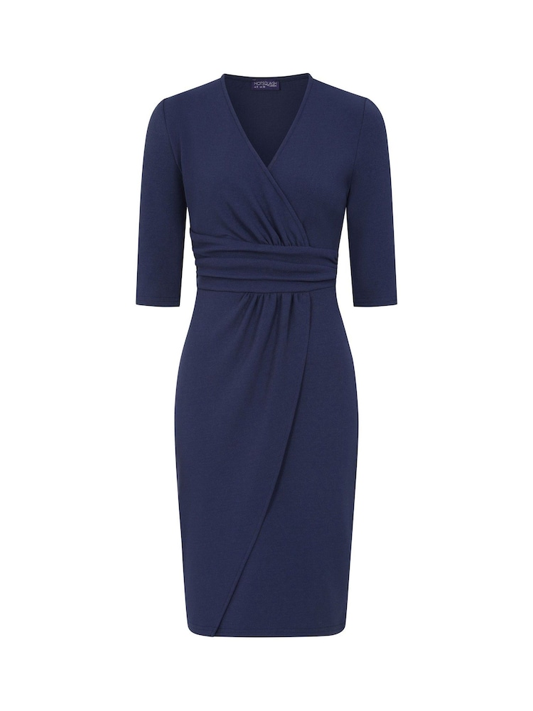 Hot Squash Blue Ascot Mock-Wrap Dress - Image 7 of 7 Hot Squash Blue Ascot Mock-Wrap Dress - Image 7 of 7
