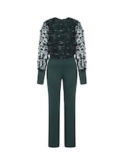 Hot Squash Green Ponte Jumpsuit with Blouson Sleeves - Image 3 of 3