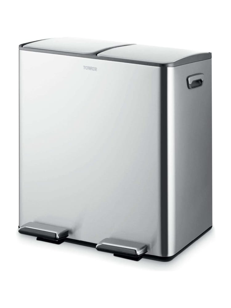 Tower Stainless Steel 40L Recycling Pedal Bin 2 x 20L - Image 1 of 8