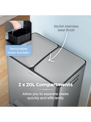 Tower Stainless Steel 40L Recycling Pedal Bin 2 x 20L - Image 5 of 8