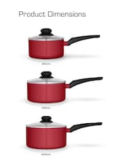 Swan Red Townhouse 3 Piece Saucepan Set - Image 6 of 9