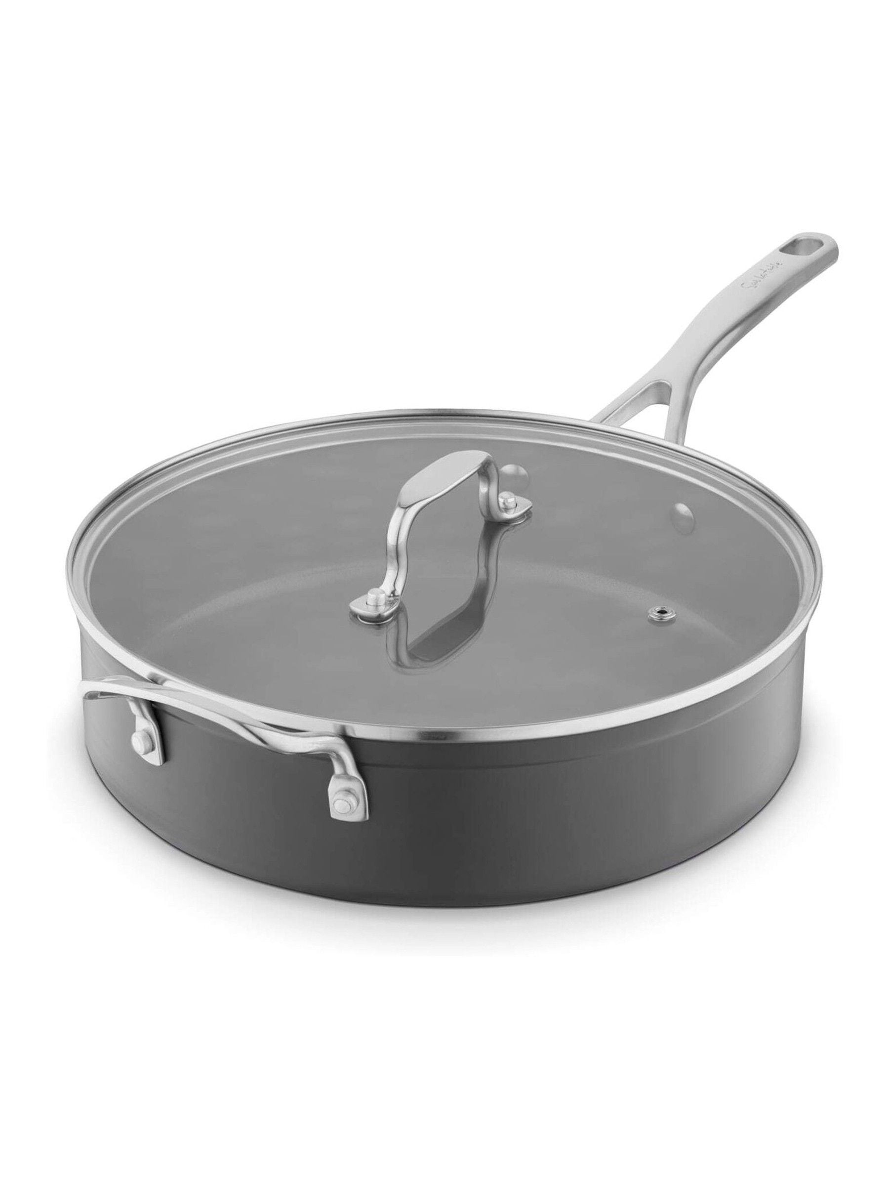 Sur La Table Hard Anodised 28cm Multi-pan with Tempered Glass Lid, Helper Handle, 10x Stronger Superior Non-Stick Ceramic Coating, Induction Compatible, Grey, SLT800375 - Image 3