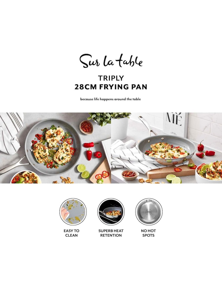 Sur La Table Stainless Steel TriPly 28cm Frying Pan - Image 2 of 8