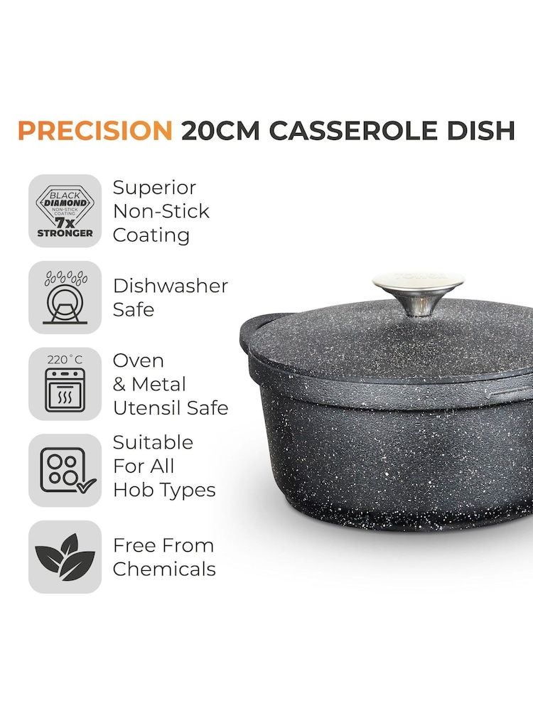 Tower Black 20cm Casserole Dish with Aluminium Lid - Image 2 of 9