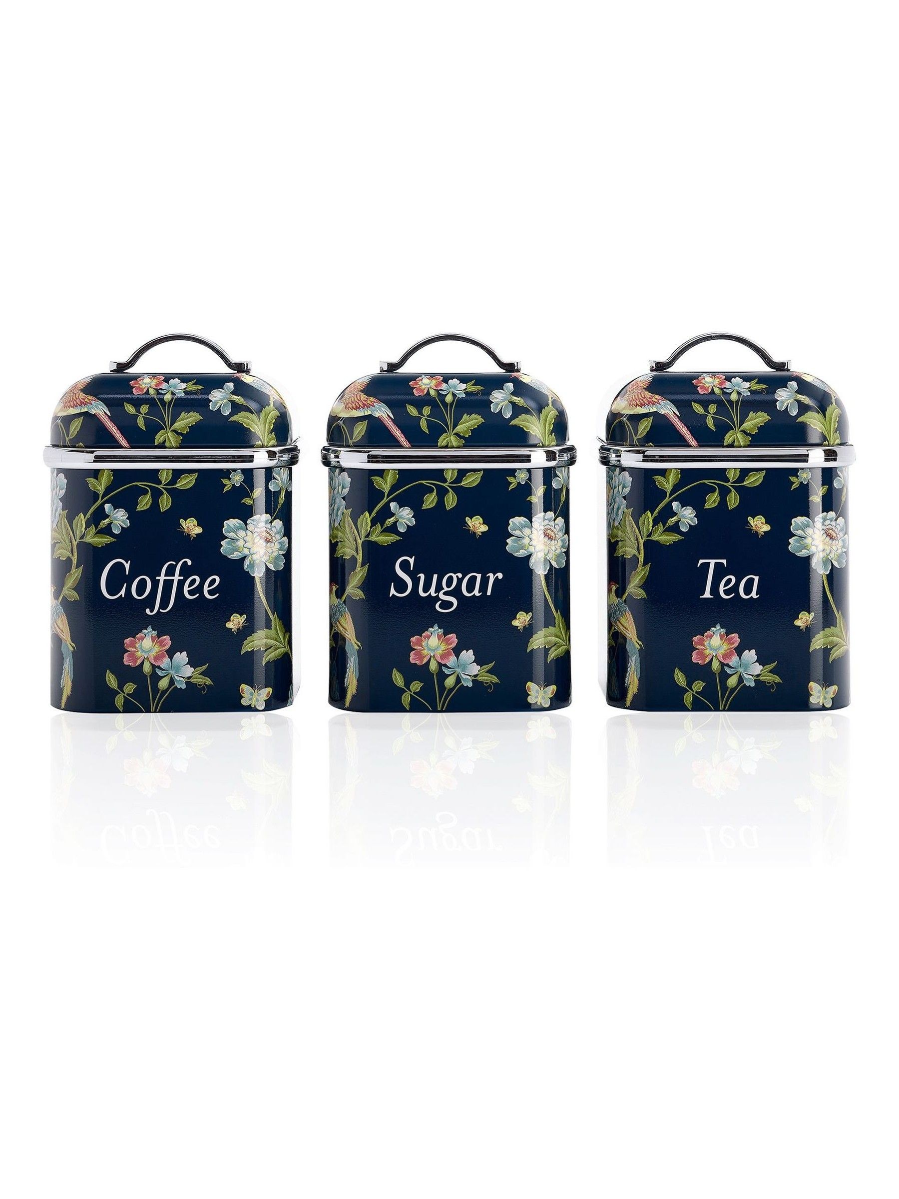 Laura Ashley Navy Floral 3 Piece Kitchen Canister Set - Image 5