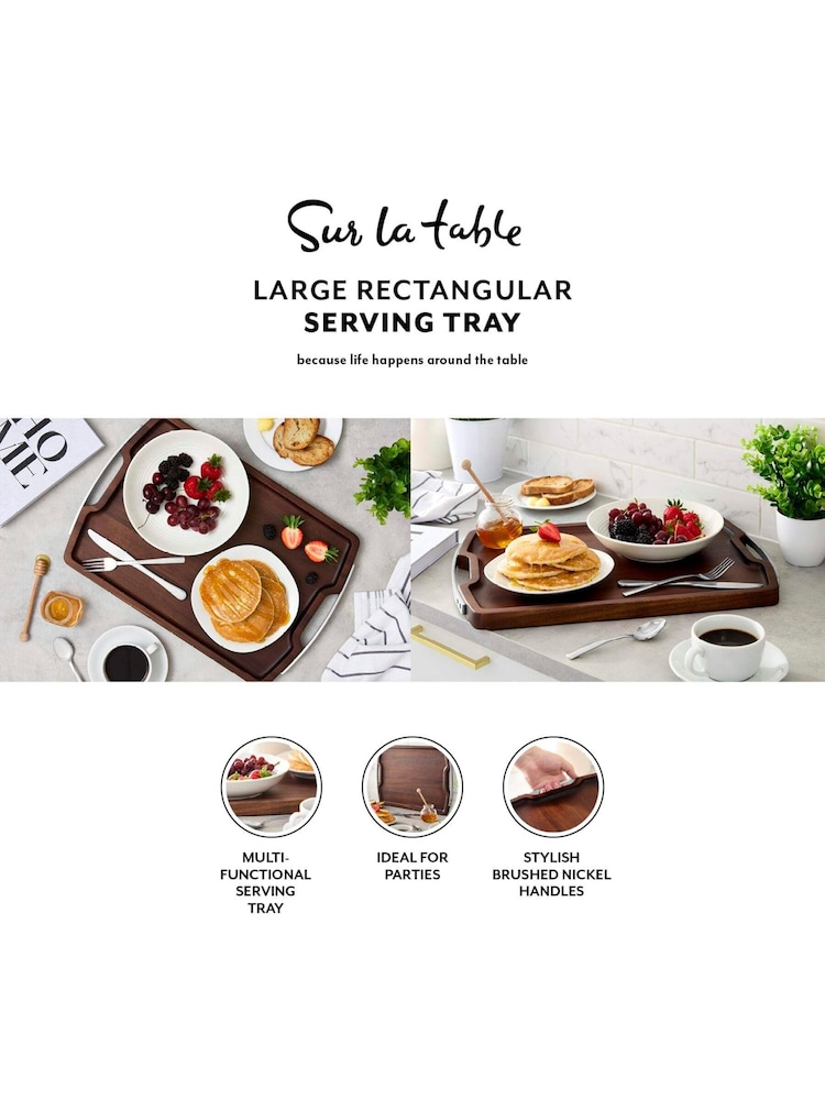 Sur La Table Walnut Rectangular Serving Tray - Image 2 of 9