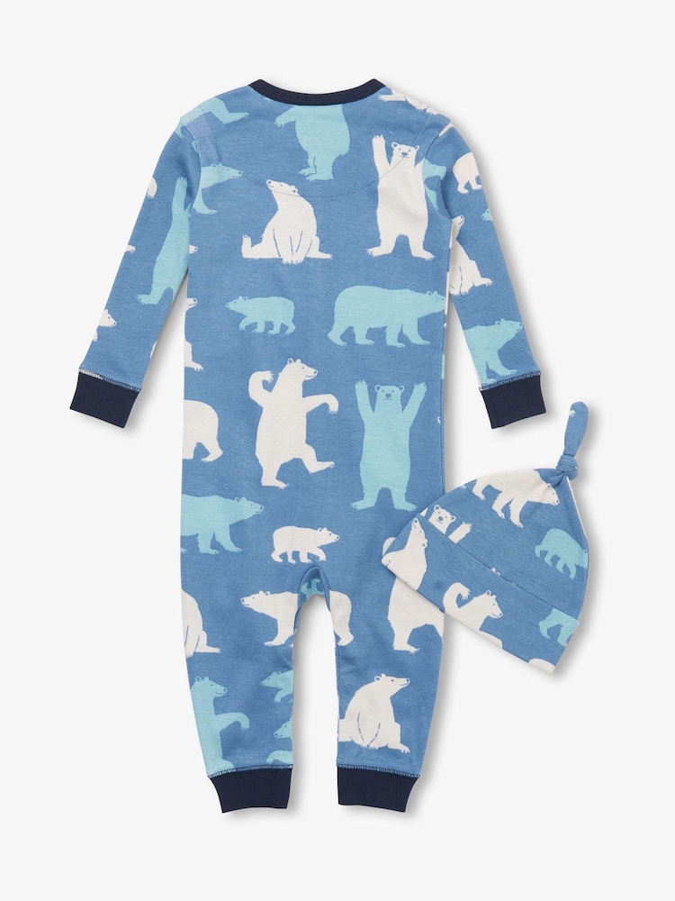 Blue Polar Bears Baby Coverall & Hat - Image 2 of 2 Blue Polar Bears Baby Coverall & Hat - Image 2 of 2
