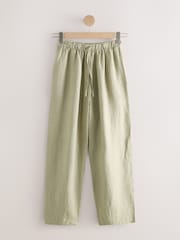Khakigrün - N. Premium 100% Linen Barrel Leg Trousers - Bild 5 von 7