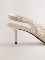 White Standard/Wide Fit Forever Comfort Raffia Point Toe Slingback Heels - Image 3 of 5