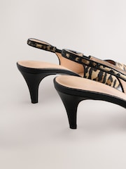 Leopard Standard/Wide Fit Forever Comfort Raffia Point Toe Slingback Heels - Image 5 of 5