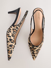 Leopard Standard/Wide Fit Forever Comfort Raffia Point Toe Slingback Heels - Image 6 of 9