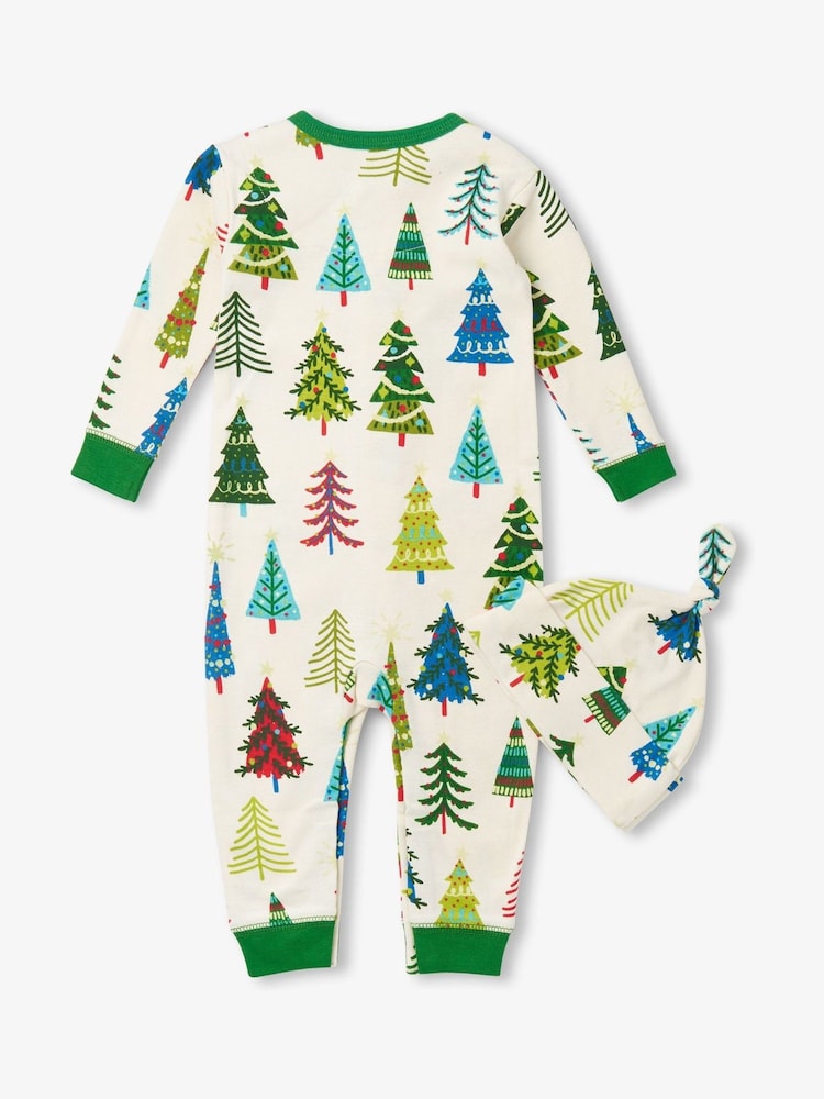 Hatley Natural Christmas Trees Baby Coverall & Hat - Image 2 of 2 Hatley Natural Christmas Trees Baby Coverall & Hat - Image 2 of 2