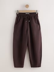 Chocolate Brown Balloon Leg Linen Cotton Blend Trousers - Image 5 of 7