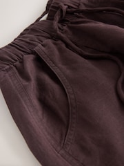 Chocolate Brown Balloon Leg Linen Cotton Blend Trousers - Image 7 of 7