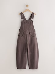 Chocolate Brown Denim Barrel Dungaree Jumpsuit - Image 6 of 8